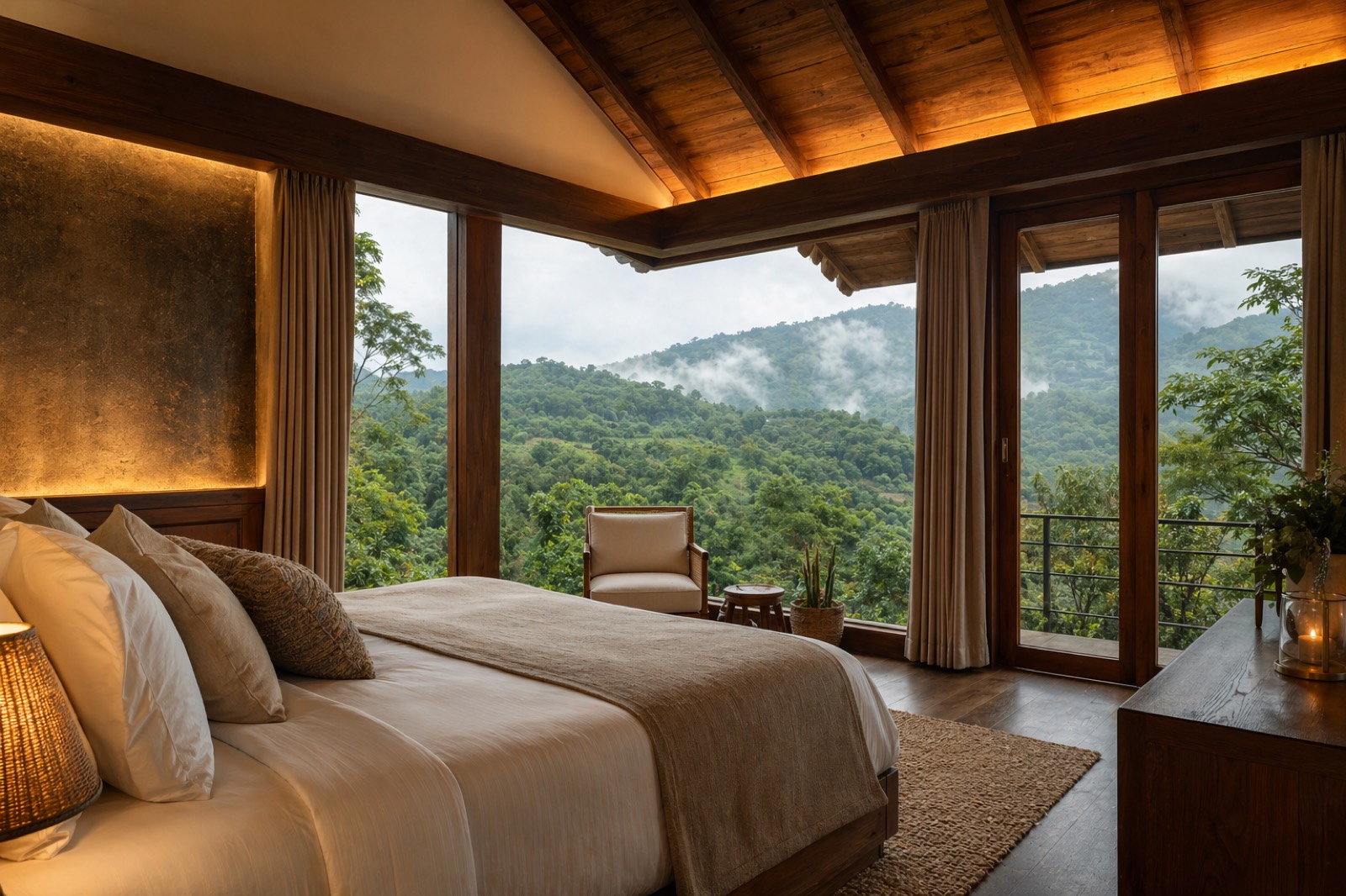 Hidden Roots room and hillside view